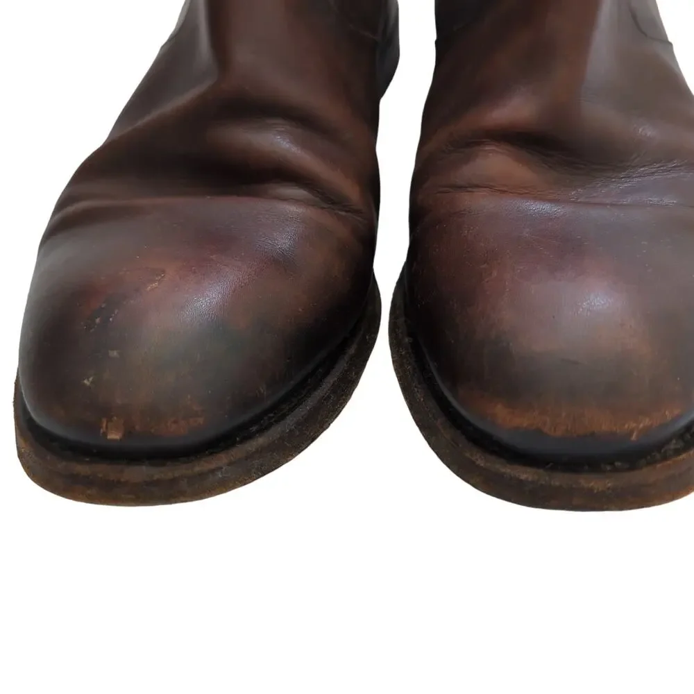 Gucci Mens Shoes Brown Leather Round Toe Zip Ankle Boots‎ Size 8.5 Made in Italy